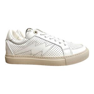 Zadig & Voltaire low-top trainers in white perforated leather. Size 7 NWT.